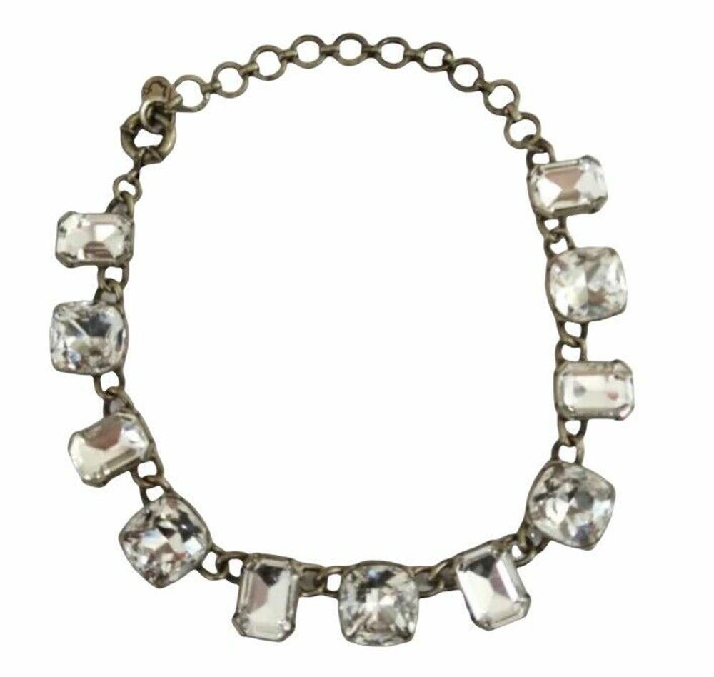 C. Wonder Women's Gold Tone Crystal Spring Ring Clasp Choker Necklace 16"